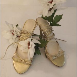 🆕Gold Tie Up Heeled Sandals